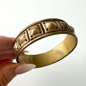 Vintage Ethnic Textured Brass Bangle Bracelet